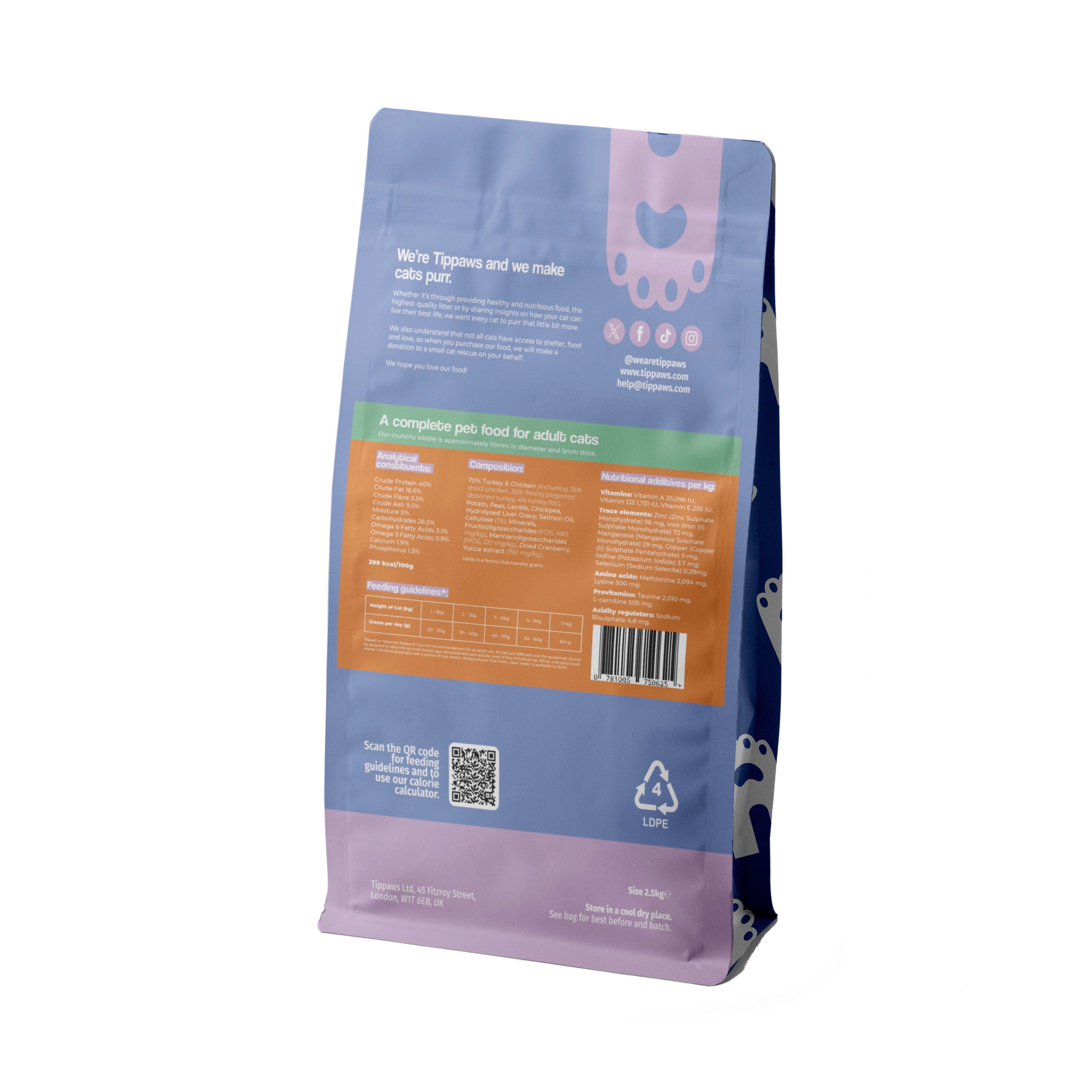 Turkey & chicken - dry cat food for adult cats - Tippaws